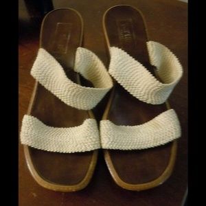 Vertan Beige Fabric Slip on Sandals